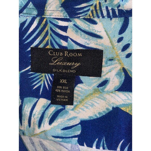 New Club Room Silk shirt Tropical Palm Leaves Hawaiian Men XXL Short button - Picture 2 of 6